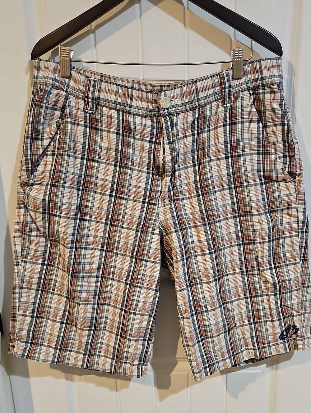 PACSUN Kirra Surf Men's Plaid Cotton Bermuda Shorts - Cream & Brown, 38W